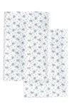 Melange Home Set Of 2 La Fleur Print Percale Cotton Pillowcase In White/violet