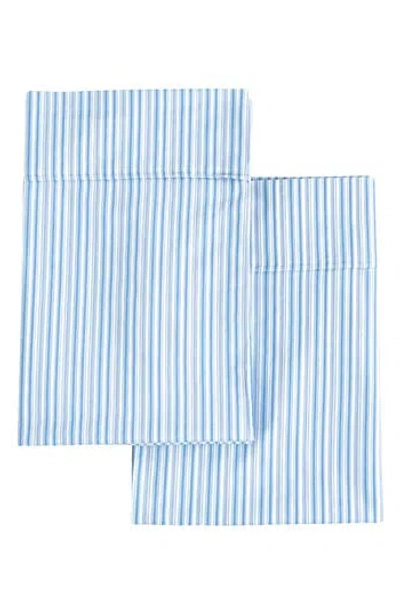 Melange Home Set Of 2 Percale Stripe Cotton Pillowcase In Blue