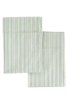 Melange Home Set Of 2 Percale Stripe Cotton Pillowcase In Green