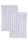 Melange Home Set Of 2 Percale Stripe Cotton Pillowcase In Violet