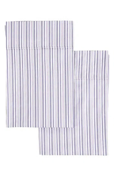 Melange Home Set Of 2 Percale Stripe Cotton Pillowcase In Purple