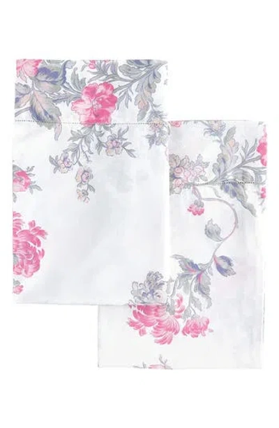 Melange Home Set Of 2 Rose Print Percale Cotton Pillowcase In White