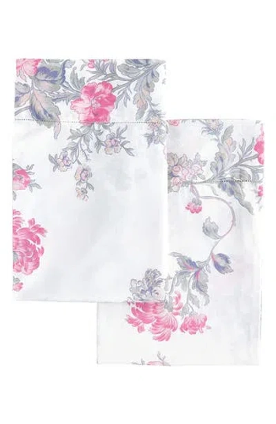 Melange Home Set Of 2 Rose Print Percale Cotton Pillowcase In Pink