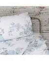 Melange Home Set Of Two 200 Thread Count Cotton Percale Jardin De Rose Pillowcases In Blue
