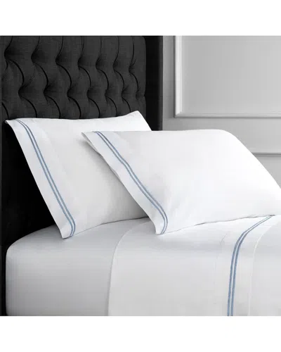 MELANGE MELANGE HOME SET OF TWO 600 THREAD COUNT SATEEN STRIPE EMBROIDERY PILLOWCASES