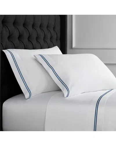 Melange Home Set Of Two 600 Thread Count Sateen Stripe Embroidery Pillowcases In White