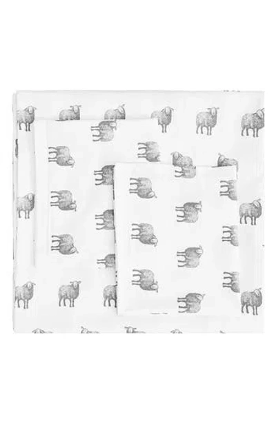 Melange Home Sheep 400 Thread Count Cotton Duvet Set In White