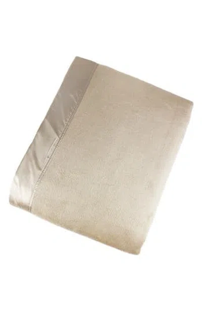 Melange Home Silk Charmeuse Border Throw Blanket In Taupe
