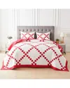 Melange Mélange Home Single Irish Chain Patchwork Quilt Set In Red