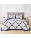 Melange Mélange Home Single Irish Chain Patchwork Quilt Set In Blue