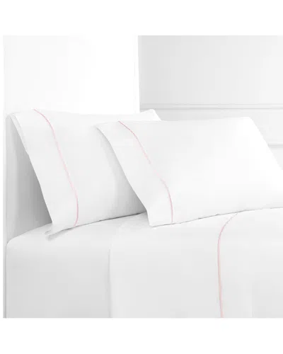 Melange Home Single Marrow Stripe Sheet Set In Pink