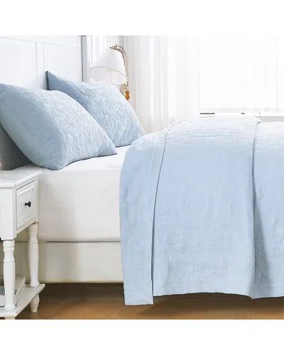 Melange Mélange Home Sophia Matelasse Embroidery Coverlet Set In Blue