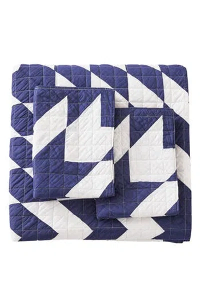 Melange Home Star Patch Patchwork Quilt Set In Blue