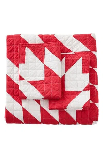 Melange Home Star Patch Patchwork Quilt Set In Red