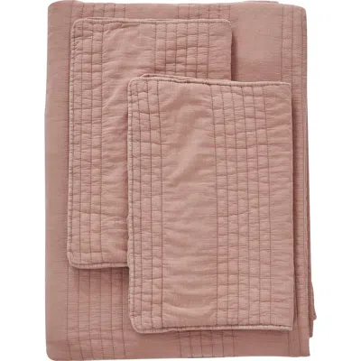 Melange Home Stone Washed Quilt & Sham Set In Dusty Pink