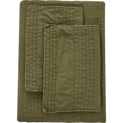 Melange Home Stone Washed Quilt & Sham Set In Green