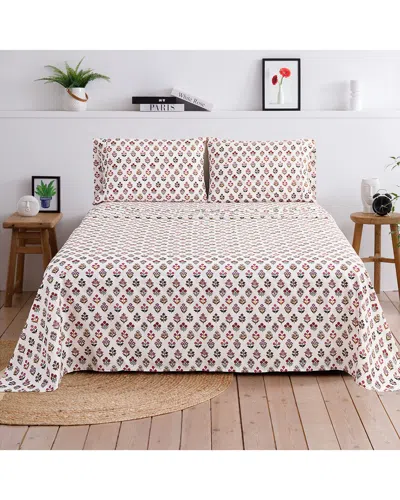 Melange Mélange Home Sumita Floral Percale Cotton Sheet Set In Pink