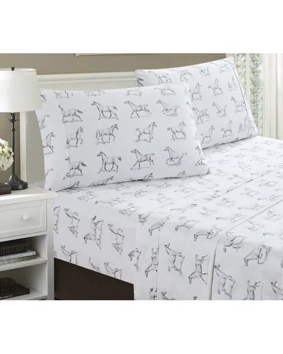 Melange Home T400 Horses Sheet Set In Grey