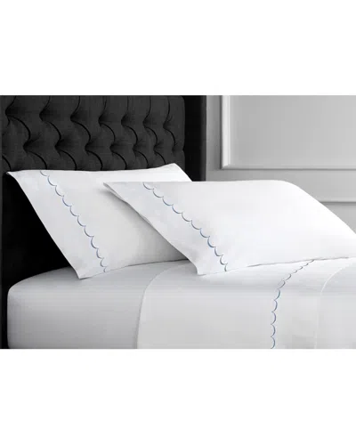 Melange Home T600 Scallop Embroidered Sheet Set In Blue