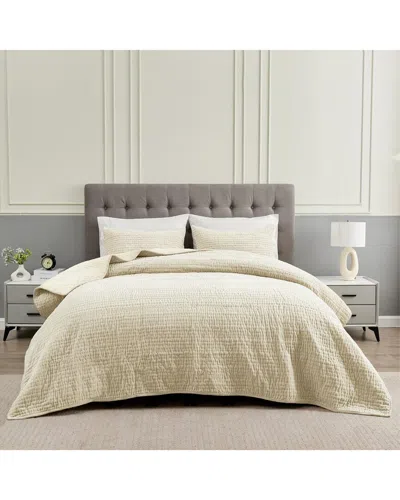Melange Tf Dnu  Home Tamara Cotton Velvet Quilt Set In Neutral