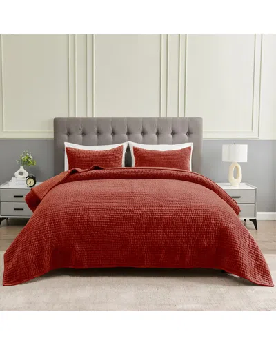 Melange Home Tf Dnu  Solid Diamond Egyptian Cotton Blanket In Red