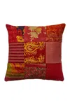 Melange Tic Tac Toe One Of A Kind Overdye Kantha Decor Pillow Cover In Burgundy