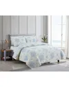 Melange Home Toile Reversible Cotton Quilt Set In Blue