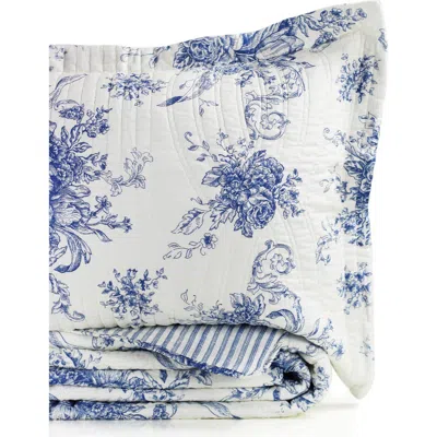 Melange Home Toile Reversible Cotton Quilt Set In Navy