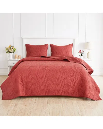 Melange Mélange Home Voile Hand-stitched Quilt Set In Red