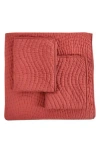 Melange Home Voile Solid Cotton Quilt & Sham Set In Burgundy