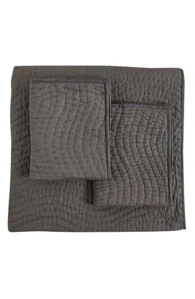 Melange Home Voile Solid Cotton Quilt & Sham Set In Gray