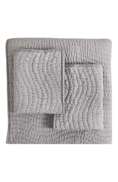 Melange Home Voile Solid Cotton Quilt & Sham Set In Light Grey