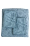 Melange Home Voile Solid Cotton Quilt & Sham Set In Slate Blue
