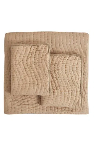 Melange Home Voile Solid Cotton Quilt & Sham Set In Taupe