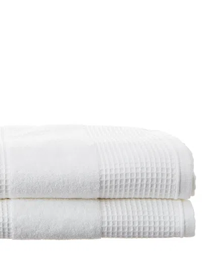 Melange Mélange Home Waffle Turkish Cotton Terry Bath Towel 2pc Set In White