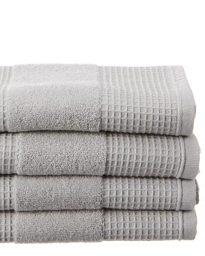 Melange Mélange Home Waffle Turkish Cotton Terry Hand Towel 4pc Set In Gray