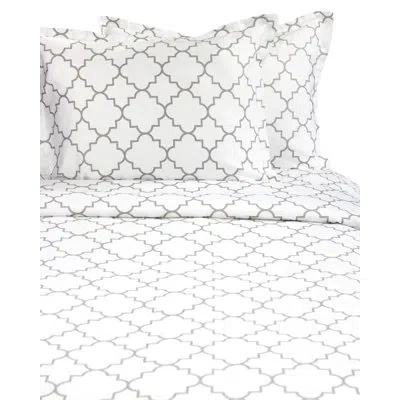 Melange Lattice Duvet Cover Set In Gray