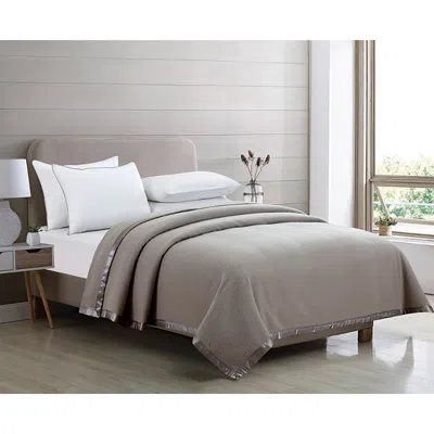 Melange Merino Wool Blanket With Satin Edge, Queen