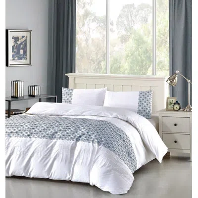 Melange Modern & Contemporary Cotton Geometric Shapes Duvet Cover In Blue