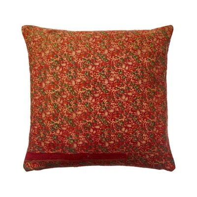 Melange One Of A Kind Overdye Kantha Dec Pillow In Burgundy
