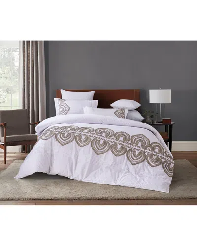 Melange Padma Embroidery Cotton Duvet Set In White