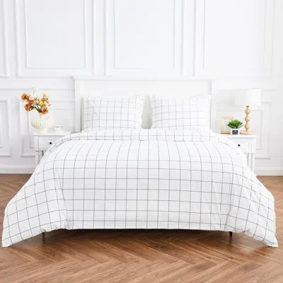 Melange T200 Grid Duvet Set In Navy