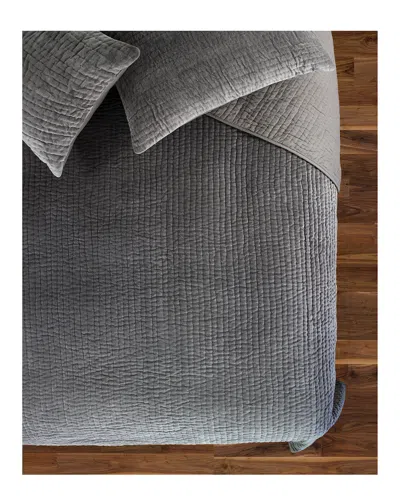 Melange Tamara Velvet Quilt Set In Blue