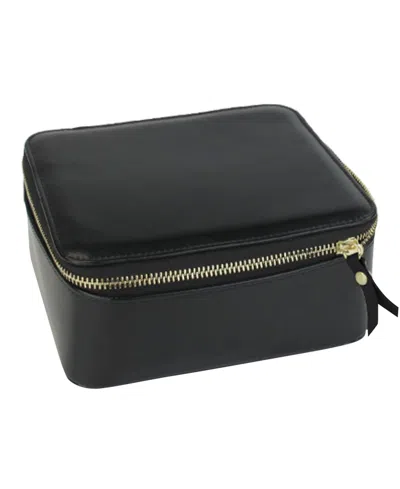 Mele & Co Bento Box Travel Jewelry Case Nesting Mini-cases In Leather In Black