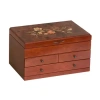 Mele & Co Fairhaven Floral Inlay Walnut-finish Jewelry Box In Transparent