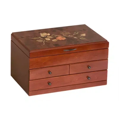Mele & Co Fairhaven Floral Inlay Walnut-finish Jewelry Box In Transparent