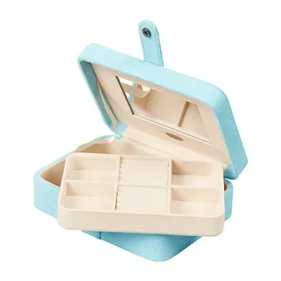 Mele & Co Giana Plush Fabric Aqua Jewelry Travel Case In Blue