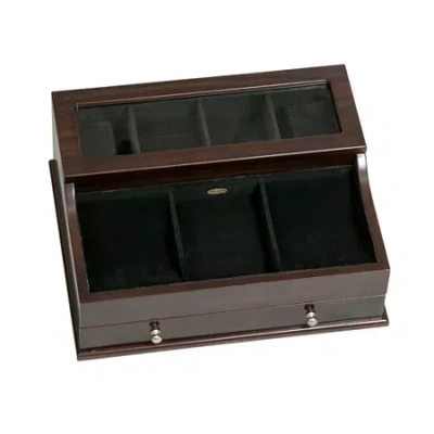 Mele & Co Hampdenb Glass Top Mahogany-finish Valet In Transparent