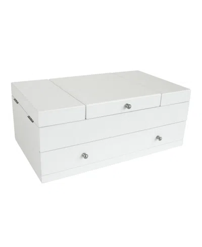 Mele & Co Mele Co. Everly Wooden Triple Lid Jewelry Box In White With Interior In Pink