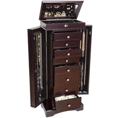 Mele & Co Olympia Walnut-finsh Jewelry Armoire In Brown